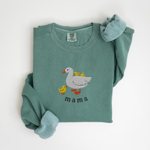 EMBROIDERED Mama Goose Comfort Colors Sweatshirt, Cute Mom Sweat Shirt, Mother's Day Gift, Momma Duck and Ducklings, Mama Sweater, Chicks