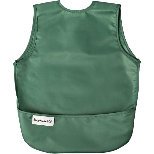 Tiny Twinkle Mess Proof Baby Bib - Waterproof Baby Apron - Machine Washable - PVC, BPA, & Phthalate Free - Great Travel Bib… - Small 6-24 Months - Olive Green