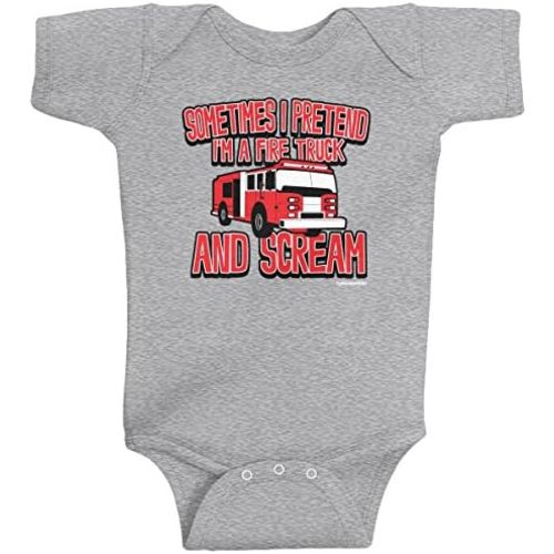 Threadrock Baby Boys' Sometimes I Pretend I'm a Fire Truck Infant Bodysuit