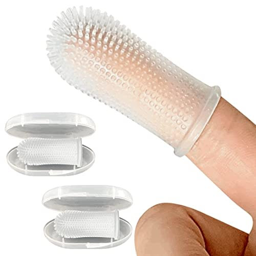 Itsy Bitsy People Baby Toothbrush, 360 Degree Bristle Silicone Baby Toothbrush 6 to 12 Months, and Toddler Toothbrushes 1-2, Set of 2 - Clear