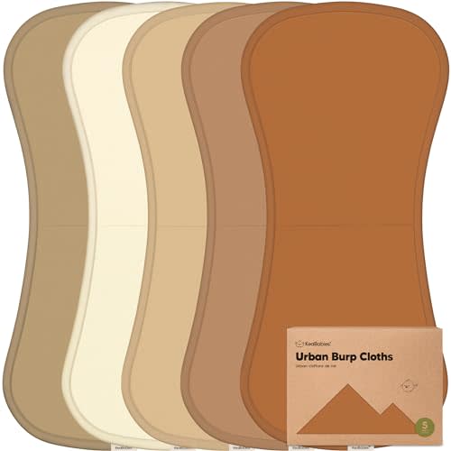 Organic Burp Cloths for Baby Boys and Girls - 5-Pack Super Absorbent Burping Cloth, Burp Clothes, Soft & Plush, Newborn Milk Spit Up Rags, Burpy Cloth Bib for Unisex, Burping Rags (Terracotta)