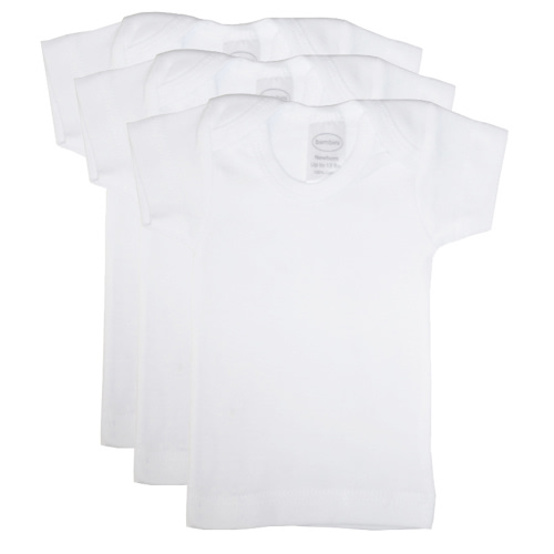 Bambini White Short Sleeve Lap T-Shirts, 3pk (Baby Boys or Baby Girls, Unisex)