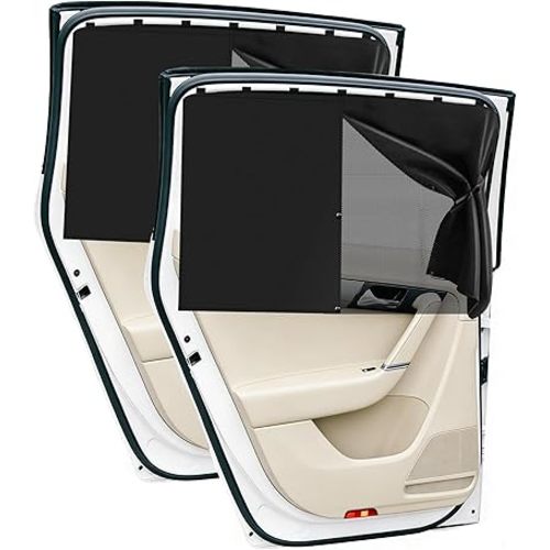 Car Window Shades, 2 Pack Magnetic Double-Layer UV Protection Sun Shade, Adjustable Side Windows Curtains, Full Privacy & Safety for Baby Kids Adults, Universal Fit for Most Vehicles