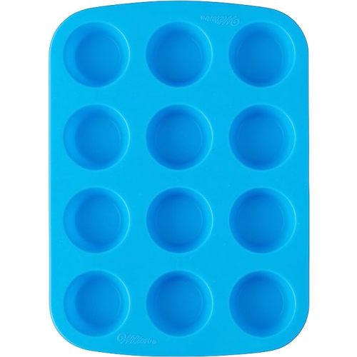 Wilton Easy-Flex Silicone Mini Muffin Pan, 12-Cup, Blue