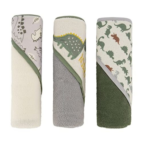 Cudlie Buttons & Stitches 3 Pack Rolled Hooded Towels