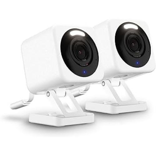 WYZE Cam v4 (Latest Model), 2.5K AI Security Camera, Indoor/Outdoor Cameras for Home Security, Baby Monitor & Pet Camera, Color Night Vision, No Subscription Required, Free Expert Help (2 Pack)
