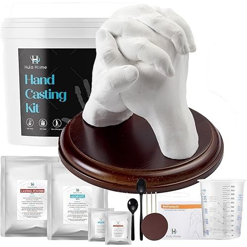 Hula Home Hand Casting Kit for Couples or Family with Mounting Plaque | Anniversary DIY Gifts Her & Him, Keepsake Sculpture Wedding Kids,