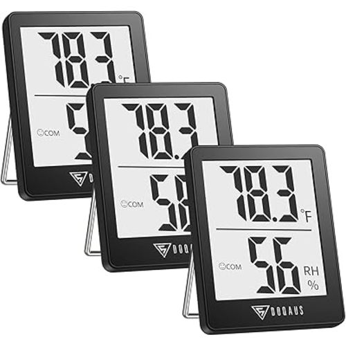 DOQAUS Digital Hygrometer Indoor Thermometer 3 Pack, Room Thermometer with 5s Fast Refresh, Accurate Humidity Meter Temperature Sensor for Home, Bedroom, Baby Room, Office, Greenhouse, Cellar (Black)