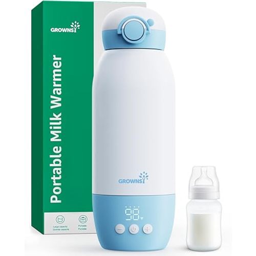 Portable Baby Bottle Warmer for Travel – 600mL (20oz) Large Capacity, Fast Heating/Charging, LCD Adjustable Temp & 24H Smart Keep Warm, Cordless Milk Warmer with Dual Heating for Breast Milk & Water /Formula, for All-Day Feeding,Long Battery Life