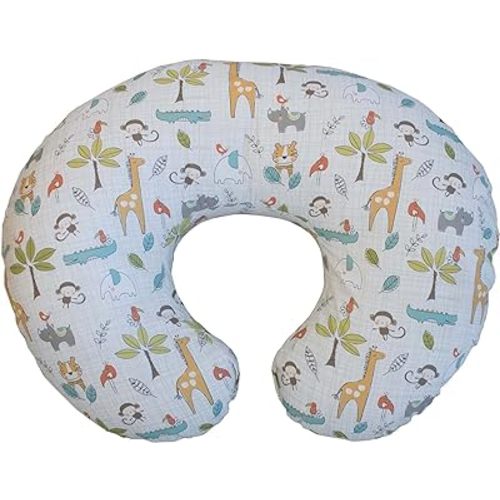 Boppy Nursing Pillow Original Support, Jungle Beat, Ergonomic Nursing Essentials for Bottle and Breastfeeding, Firm Fiber Fill, with Removable Nursing Pillow Cover, Machine Washable