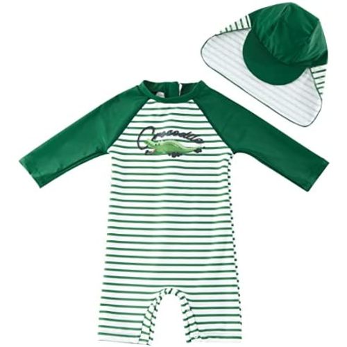 UMELOK Baby Boys UPF 50+ Sun Protection One Piece Rashguard Swimsuit with Snap Bottom