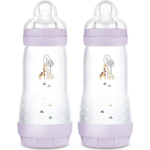 MAM Easy Start Anti-Colic Baby Bottle, Fast Flow, Breastfeeding-Like Silicone Nipple Bottle, Reduces Colic, Gas, & Reflux, Easy-to-Clean, BPA-Free, Vented Baby Bottles for Newborns, 4 Plus Months