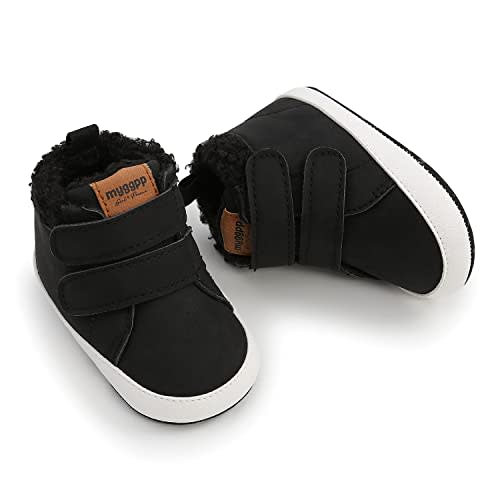 HsdsBebe Baby Ankle Boots Infant Boys Girls Fleece Booties Anti-Slip Rubber Sole Sneakers Toddler Newborn Walking Crib Shoes