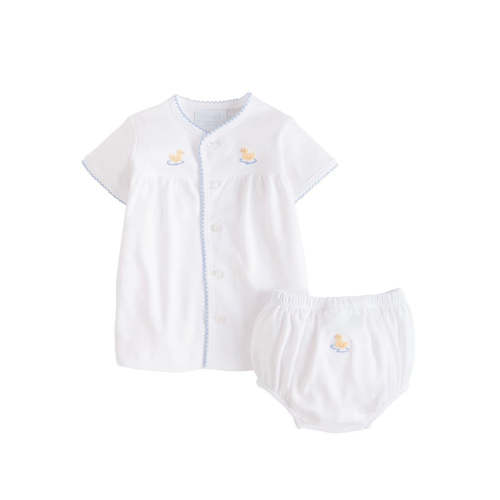 Pinpoint Layette Knit Set - Duck