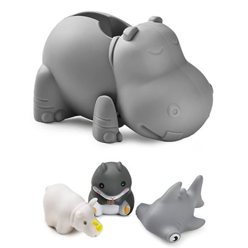 Mandoo Faucet Cover Bathtub Baby, Bath Spout Cover for Baby, Bath Faucet Cover for Kids, Tub Spout Cover Bathtub Faucet Cover Kids Safety, Protection Baby Universal Bath Silicone Toys Grey Hippo - Hippo (Grey)