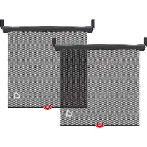 Munchkin Brica Sun Safety Car Window Shade with Heat Alert, Helps Block UVA/UVB Rays, 2 Pack, Black