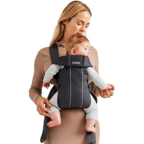 BabyBjörn Baby Carrier Mini, Anthracite, 3D Mesh | Newborn Carrier (7-25 lbs), Ergonomic, Easy-to-Use