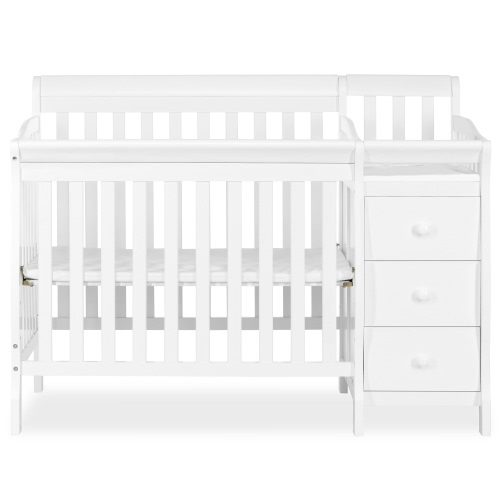 Dream On Me Jayden 4-in-1 Mini Convertible Crib and Changer for Small Spaces, Toddler Bed, White