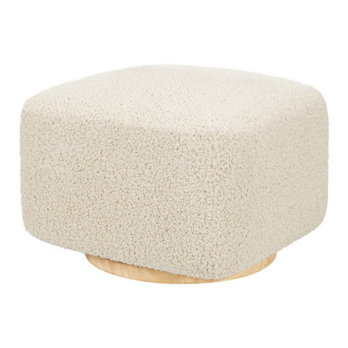 Kiwi Gliding Ottoman - Almond Teddy Loop with Light Wood Base