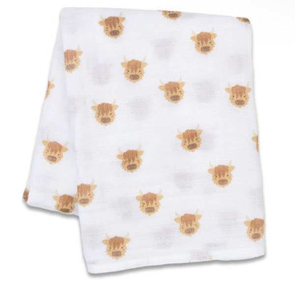 Buy Lulujo Baby Swaddle Blanket Muslin Cotton Highland Cows at Well.ca | Free Shipping $35+ in Canada
