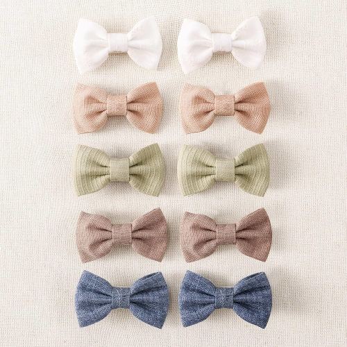10PCS Baby Girl Hair Bow Clips – Non-Slip Fully Lined Cotton Alligator Barrettes for Infant & Toddler Fine Hair
