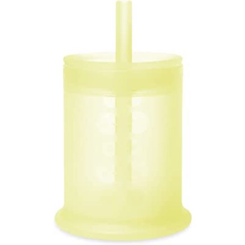 Olababy Silicone Training Cup with Straw Lid | Babies Water Drinking Cup | 6+ Mo Infant To 12-18 Months Toddler | Sippy Cup For Kids & Smoothie Cup | Baby Led Weaning (Lemon, 5 oz)