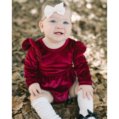 Rhodes Velour Bubble Shorty Romper - Candy Apple Red