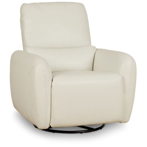 Eve White Lthr/vinyl Power Swivel Glider Recliner
