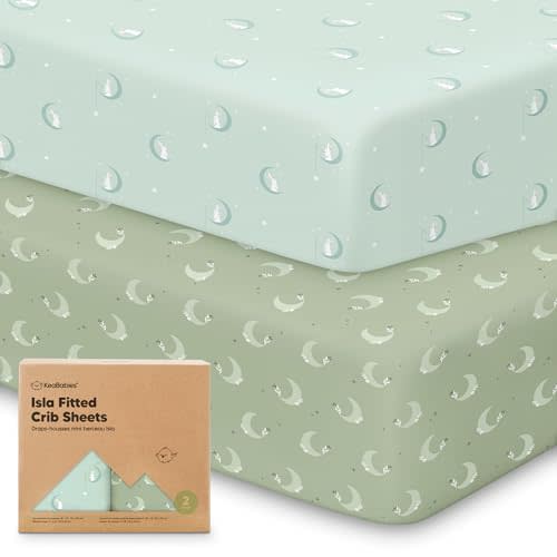 2-Pack Crib Sheets for Boys, Girls - Viscose Derived from Bamboo Fitted Crib Sheet, Baby Crib Sheets Neutral, Crib Mattress Sheet, Toddler Bed Sheets, Baby Sheets for Crib Fitted Sheets (Lunaris)
