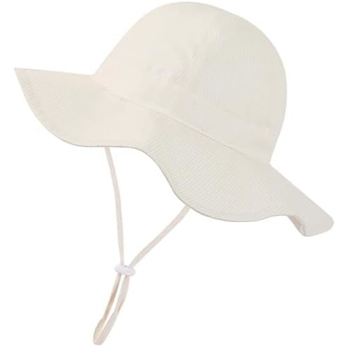 Baby Girl Sun Hat Infant Summer Beach Hats with UPF 50+ Toddler with Wide Brim Strap Outdoor Bucket Hat