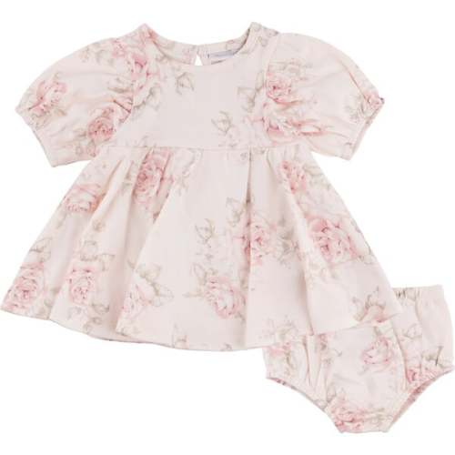 Floral Interlock Dress & Panty Set, Pink - Miniclasix | Maisonette