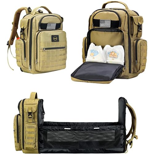 BCOH Military Style Diaper Bag with Changing Station - Tactical Design, Premium Heavy-Duty Fabric - Large & Roomy Interior with Multiple Compartments - Comfortable Shoulder Straps, Secure Zipper Closures