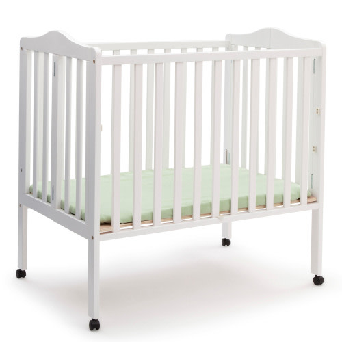 Delta Children Foldable & Portable Mini Crib with Adjustable Height & 1.5-inch Mattress, White