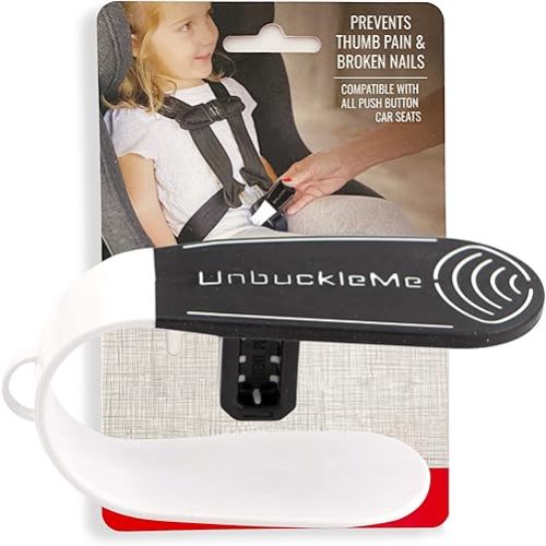 UnbuckleMe Car Seat Buckle Release Tool - Easy Opener Aid for Arthritis, Long Nails, Older Kids - Button pusher for infant, toddler, convertible 5 pt harness car seats - As Seen on Shark Tank (Black)