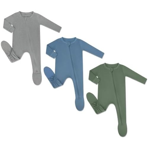 HAPIU Rayon from Bamboo Baby Footed Pajamas, 2 Way Zipper YKK, Footie for Baby Boy Girls, Newborn-24 Months