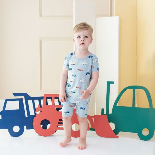 Short Sleeve Pajamas in Construction Construction 4T