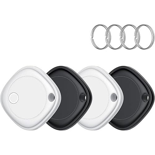 Air Tags-4 Pack, Bluetooth Tracker Works with Apple Find My APP (iOS Only), Bluetooth Smart Air Tag Keys Finder and Item Locator for Keys, Bags, Luggage, Pets, Wallet, Replaceable Battery