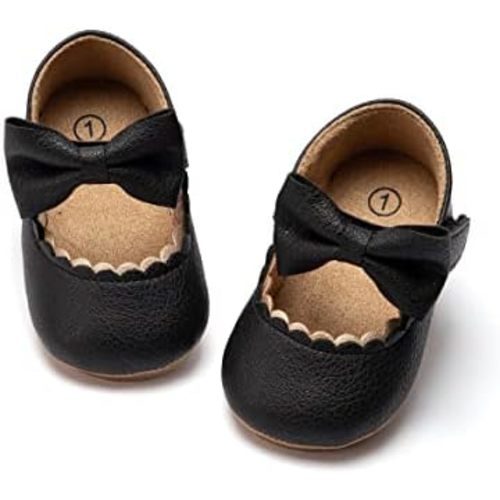 ohsofy Infant Baby Girls Mary Jane Flats Non-Slip Bowknot Princess Wedding Dress Shoes Toddler Crib Shoes