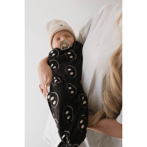 forever french Bamboo Swaddle | ff Smile Charcoal — buybuy BABY