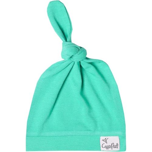 Copper Pearl Baby Beanie Hat Top Knot Stretchy Soft Spout
