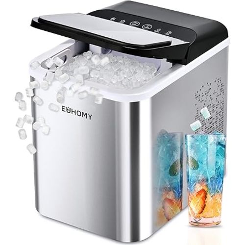 EUHOMY Nugget Ice Maker Countertop, Ready in 8 Mins, 35lbs/24H, Self-Cleaning, Portable Ice Makers Machine with Ice Scoop & Basket, Sonic Ice Maker with Chewable Pellet Ice for Home/Party/RV/Camping
