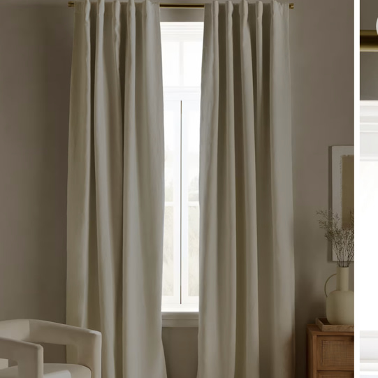 European Linen True Blackout Curtain in Ivory
