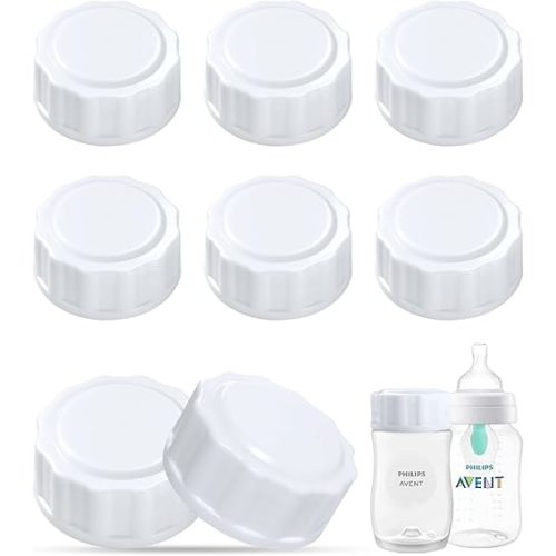 Travel and Storage Bottle Caps Compatible with Avent Baby Bottles, Bottle Lids Replacement, 8 Count