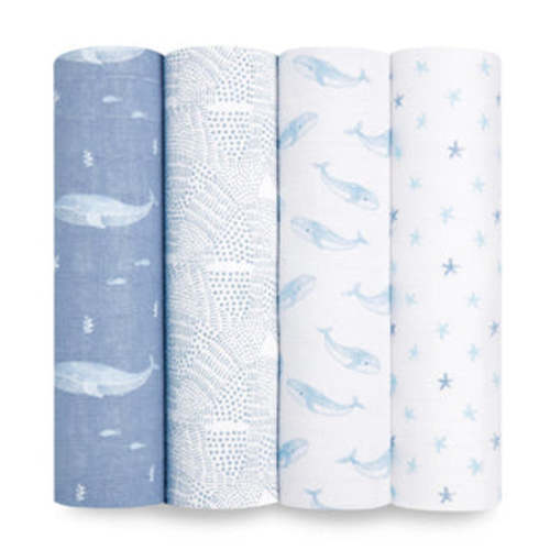 Oceanic Organic Cotton Swaddles 4pk | aden + anais
