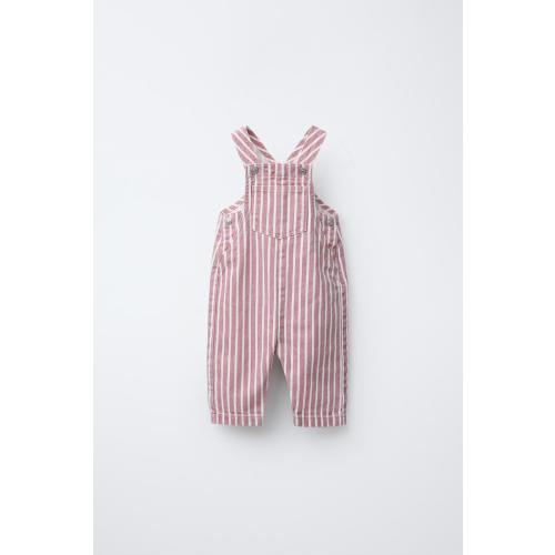 STRIPED TWILL OVERALLS - Pink | ZARA United States