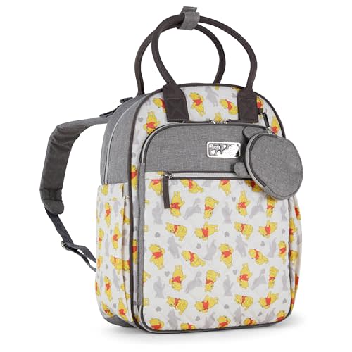 Disney Unisex Baby Travel Diaper Backpack| 16-Inches Height Multi-Functional Bag, Winnie The Pooh with Paci Holder, Extra Large