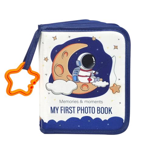 Baby's First Photo Book, First Year Baby Memory Book,Personalized Fabric Photo Album,Family Photo Album,My First Baby Photo Album 4x6 (Astronaut)