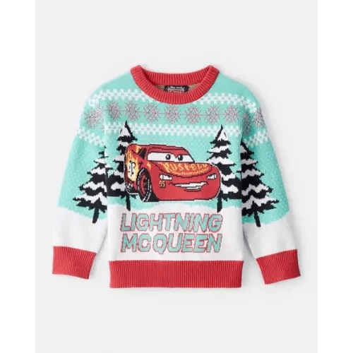 Toddler Boy Cars Lightning McQueen Christmas Sweater - Blue/Red | Carter's