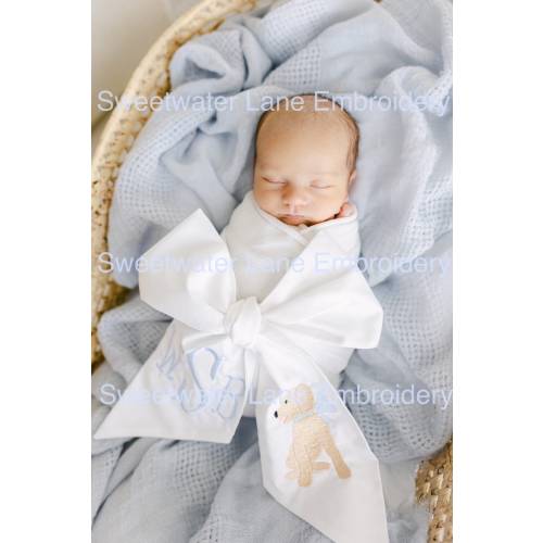 Custom Monogrammed Baby Newborn Swaddle Bow Sashes Baby Shower Hospital