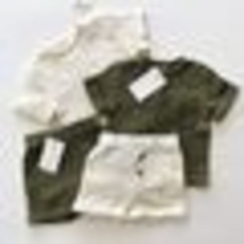 Double Gauze linen Shorts Set - White / 6T